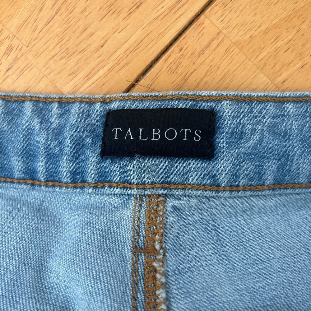 Talbots Modern Ankle Jeans Pink Ribbon Denim Colorful Embellished Size 16 - Picture 12 of 14
